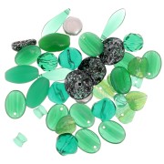 Czech pressed glass beads assortment - Emerald 1 x50g