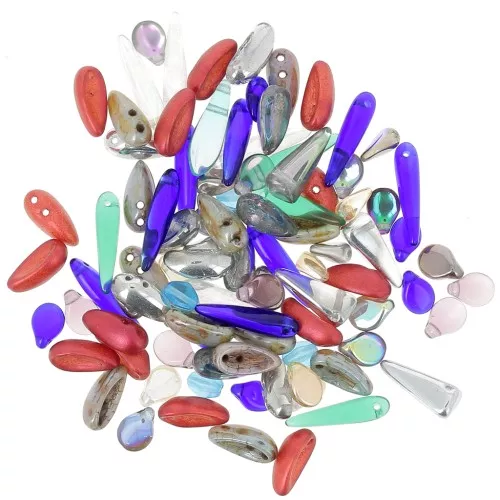 Czech pressed glass beads assortment - Transparent coated x20g