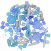 Czech pressed glass beads assortment - Blue x20g
