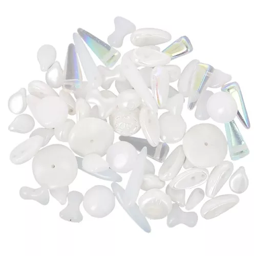 Czech pressed glass beads assortment - Bridal x20g