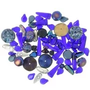 Czech pressed glass beads assortment - Metallic Dark Blue x20g