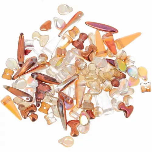 Czech pressed glass beads assortment - Metallic Crystal x20g