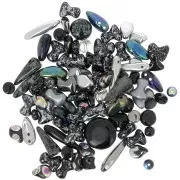 Czech pressed glass beads assortment - Metallic Black x20g