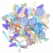 Czech pressed glass beads assortment - Pastel and Silver x20g