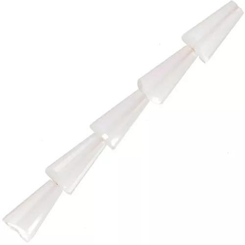 8x4mm Faceted glass cone beads - Opaque White AB x25