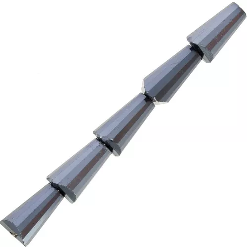 8x4mm Faceted glass cone beads - Opaque Jet hematite x25