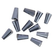 8x4mm Faceted glass cone beads - Opaque Jet hematite x25