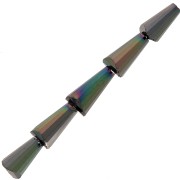 8x4mm Faceted glass cone beads - Opaque Jet AB x25|raw }}