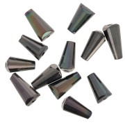 8x4mm Faceted glass cone beads - Opaque Jet AB x25