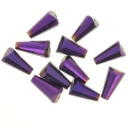 8x4mm Faceted glass cone beads - Opaque Jet Full Sliperit x25