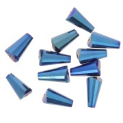 8x4mm Faceted glass cone beads - Iris Blue x25