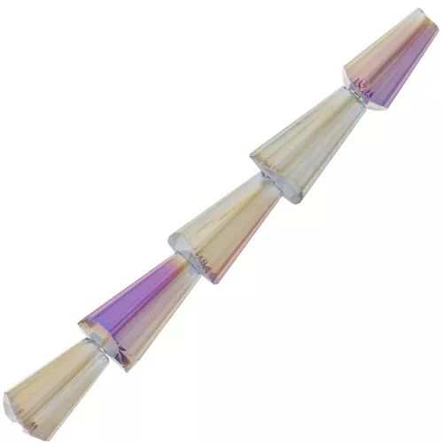 8x4mm Faceted glass cone beads - Crystal Vitrail Medium x25