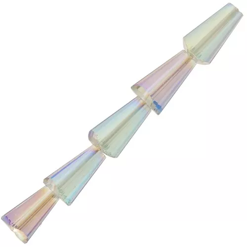 8x4mm Faceted glass cone beads - Crystal Vitrail Light x25