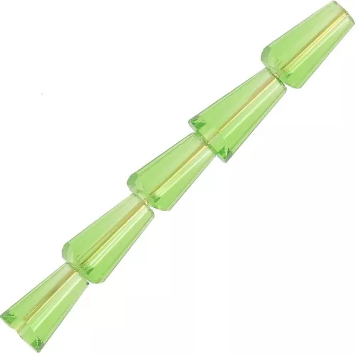 8x4mm Faceted glass cone beads - Peridot x25