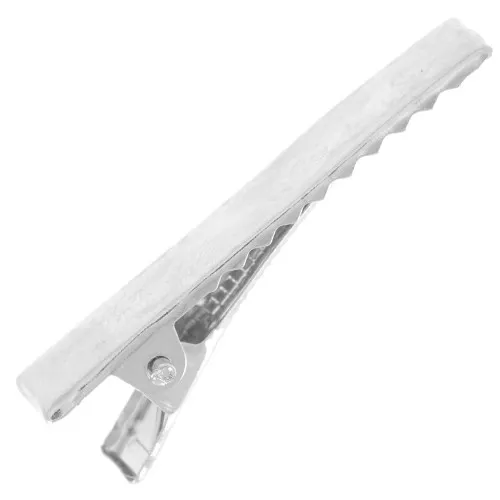 Crocodile hair clip 41 mm - Rhodium x10