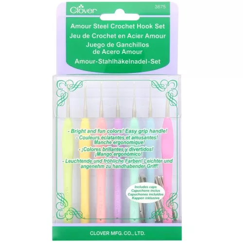 Set of 7 Clover hooks - Amour - for wool and thread from 0.6 to 1.75 mm x1