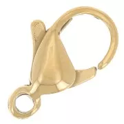 12mm 316L stainless steel lobster clasp - Made in Europe - Gold x1