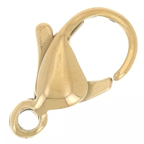 12mm 316L stainless steel lobster clasp - Made in Europe - Gold x1