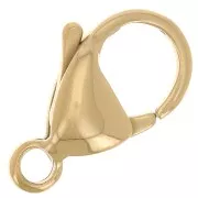 15mm 316L stainless steel lobster clasp - Made in Europe - Gold x1