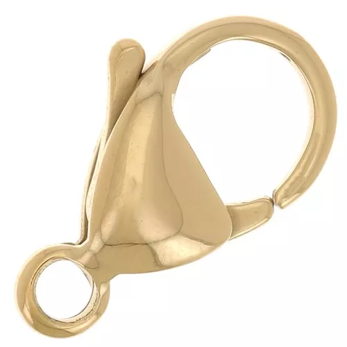 15mm 316L stainless steel lobster clasp - Made in Europe - Gold x1