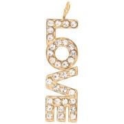 26x7mm Stainless steel 316L Love pendant with zirconium oxides - Gold x1