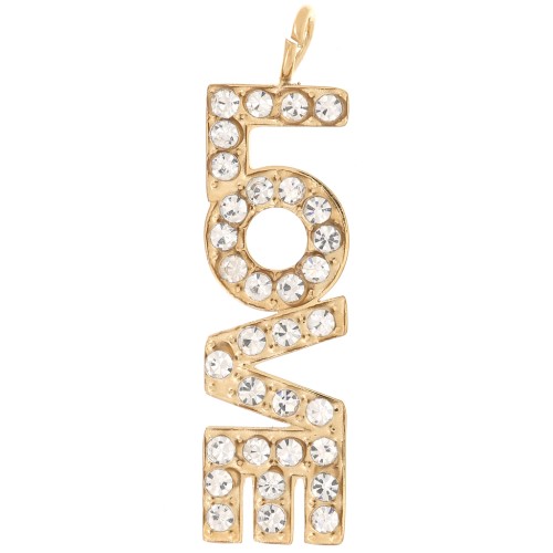 26x7mm Stainless steel 316L Love pendant with zirconium oxides - Gold x1