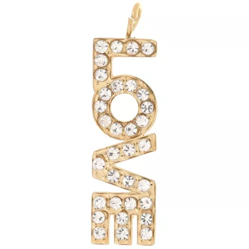 26x7mm Stainless steel 316L Love pendant with zirconium oxides - Gold x1