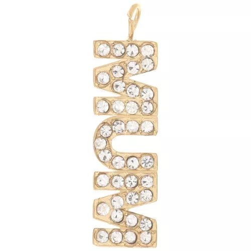 26x7mm Stainless steel 316L Mum pendant with zirconium oxides - Gold x1