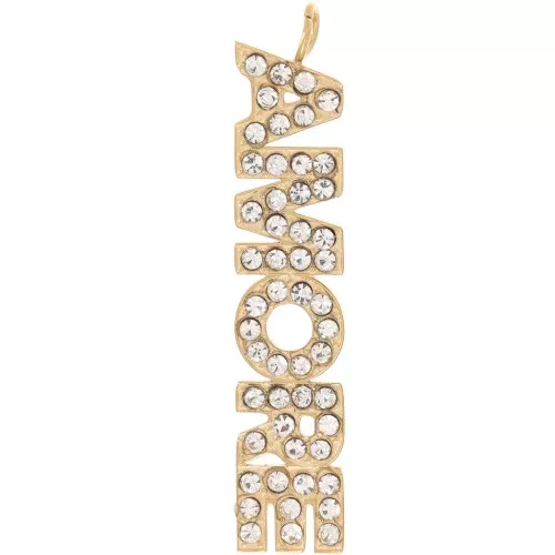 35x7mm Stainless steel 316L Amore pendant with zirconium oxides - Gold x1
