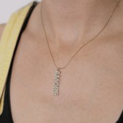 35x7mm Stainless steel 316L Amore pendant with zirconium oxides - Gold x1