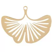 23x31mm Stainless Steel 316L Ginkgo Leaf Pendant - Gold x1