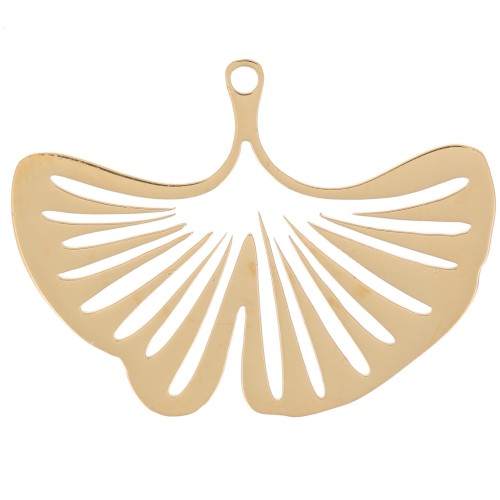 23x31mm Stainless Steel 316L Ginkgo Leaf Pendant - Gold x1