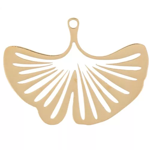 23x31mm Stainless Steel 316L Ginkgo Leaf Pendant - Gold x1