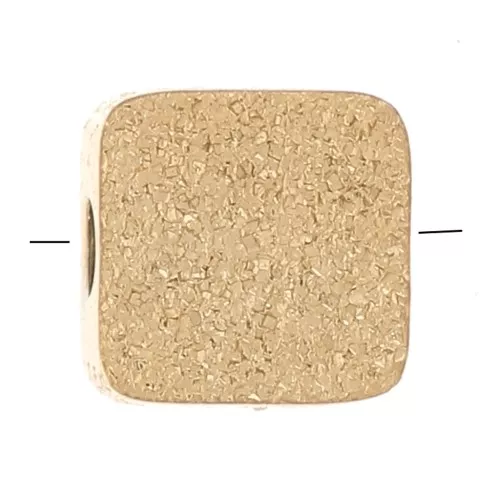 5mm Stainless steel 316L Flat square diamond effect bead - Gold x1