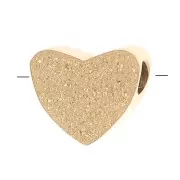 5mm Stainless steel 316L Flat heart diamond effect bead - Gold x1