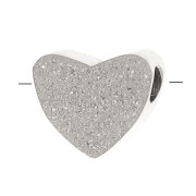 5mm Stainless steel 316L Flat heart diamond effect bead x1|raw }}