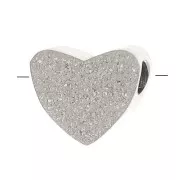 5mm Stainless steel 316L Flat heart diamond effect bead x1