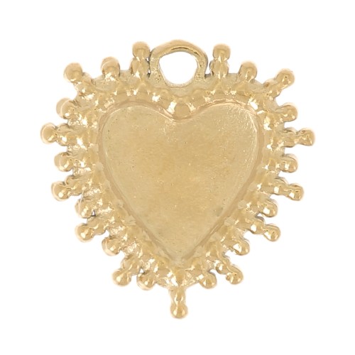 10mm 304L stainless steel heart charm with small balls - Gold x1
