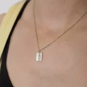 18x11mm 316L stainless steel mother-of-pearl pendant & zirconium oxides x1