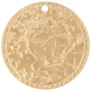 30mm Stainless steel 304L round hammered Pendants with small balls - Gold x2