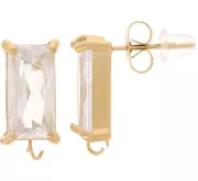 16x8mm Rectangular Earstuds & Zirconium Oxide - 304L Stainless Steel x2