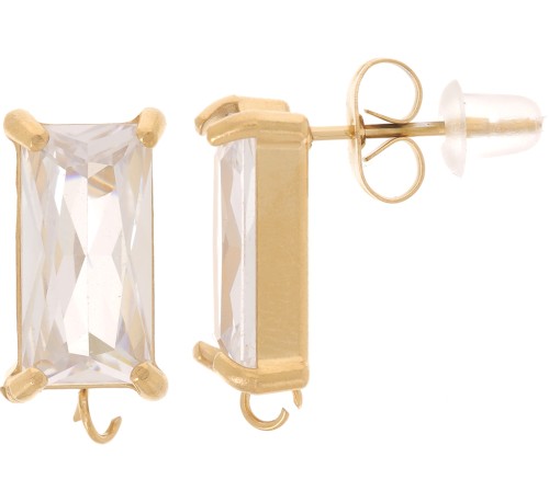 16x8mm Rectangular Earstuds & Zirconium Oxide - 304L Stainless Steel x2