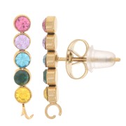 17.5x3mm 304L stainless steel Bar and zirconium oxide earstuds - Gold x2|raw }}