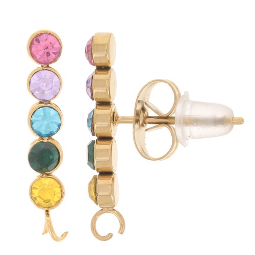 17.5x3mm 304L stainless steel Bar and zirconium oxide earstuds - Gold x2