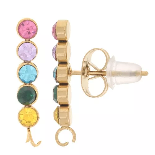17.5x3mm 304L stainless steel Bar and zirconium oxide earstuds - Gold x2