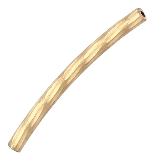 25x2 mm ribbed curved tube bead - 304L gold-plated stainless steel x1