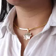 Rigid flat torque choker 14 cm - 304L Gold stainless steel x1