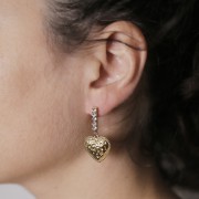 19x3mm Stainless steel 316L bar earStuds with zirconium oxides - Gold x2