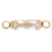 Rectangular Spacer, 13.5 x 3 mm, with CZ - Gold-Plated 316L Stainless Steel - Crystal