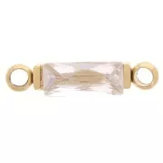 Rectangular Spacer, 13.5 x 3 mm, with CZ - Gold-Plated 316L Stainless Steel - Crystal